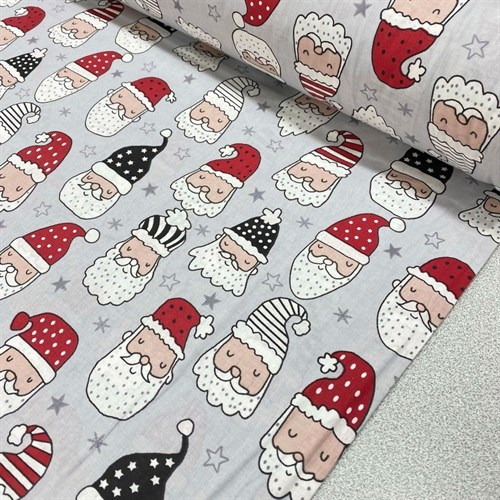Tissu Coton Noël - Têtes Père Noël